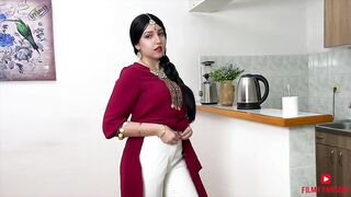 New desi indian woman with white man who kissed her romantically and tied her hands then he spanked her on her ass and more.
